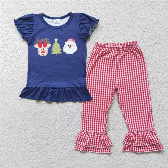 Christmas blue and red girls clothing  outfits