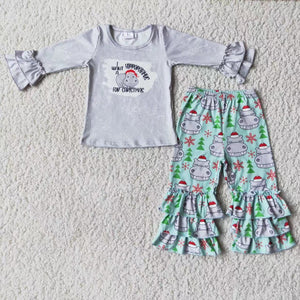 hippopotamus  girls clothing short sleeve outfits