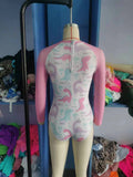pink dinosaur long sleeve girls swimsuit