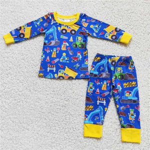 blue boys cartoon clothing pajamas outfits