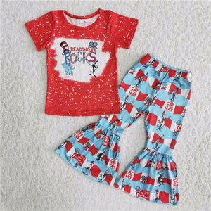 girl clothing Summer red short sleeve  trouser outfits