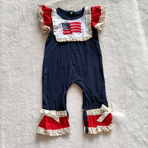 Flag embroidery baby 4th of july romper