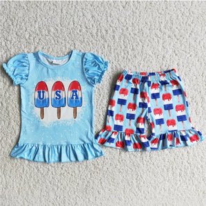 blue usa  Girl's Summer outfits
