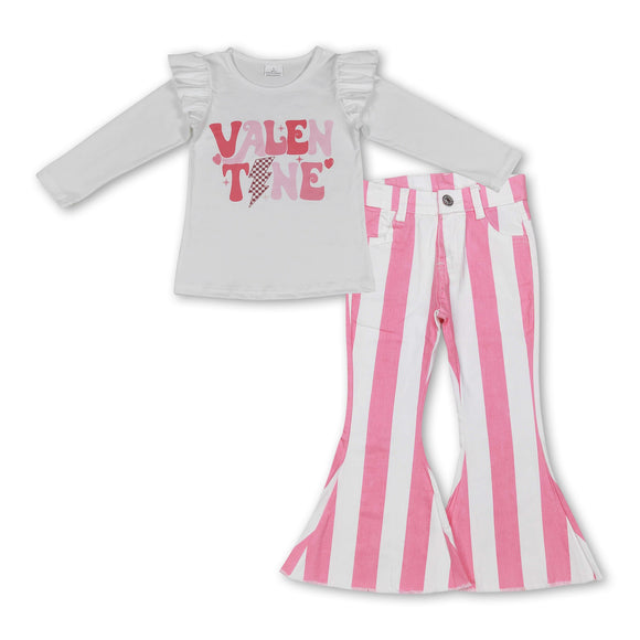 Valentine heart top pink stripe jeans girls clothing