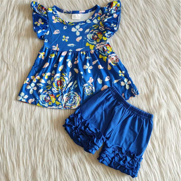 blue flower Girl's Summer outfits