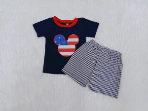 black embroidery boy's  cartoon print Summer outfits
