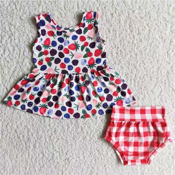 Strawberry grid Summer bummies suit