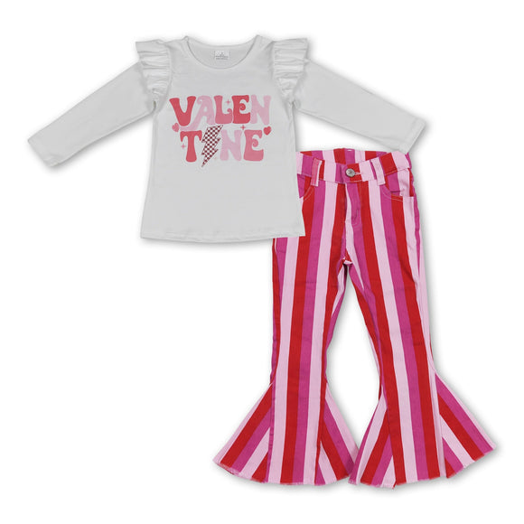 Valentine heart top hot pink stripe jeans girls clothing