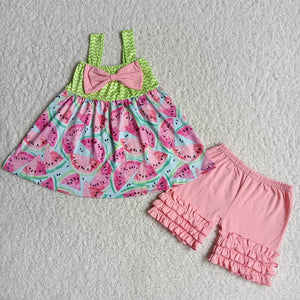 watermelon print pink Girl's Summer outfits