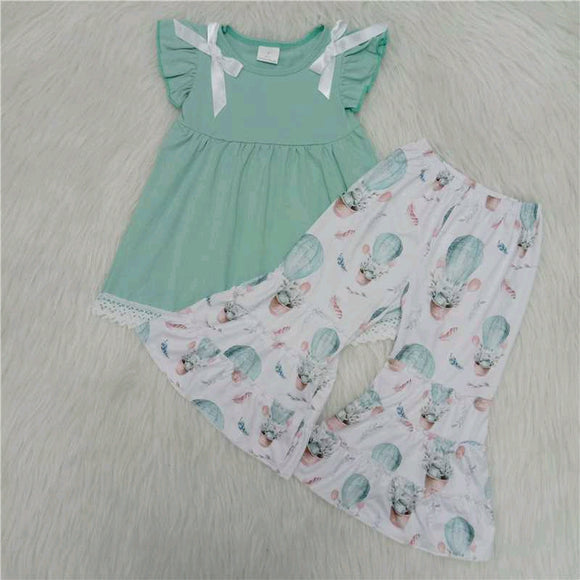 girl clothing cartoon green short sleeve trouser outfits