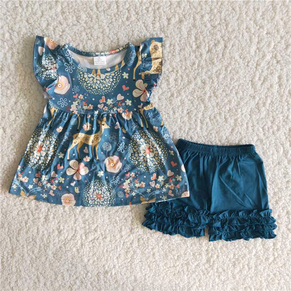 blue flower Girl's Summer outfits