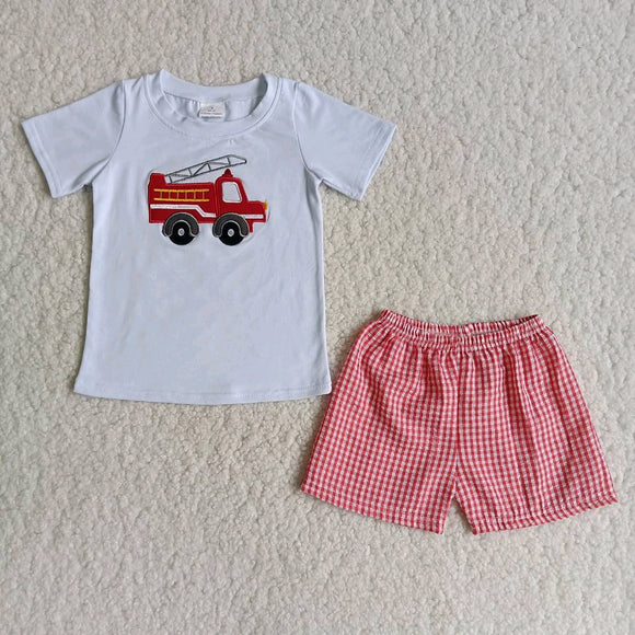 white embroidery boy's  cartoon print Summer outfits