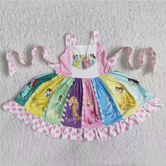 Color polka dot princess twist dress