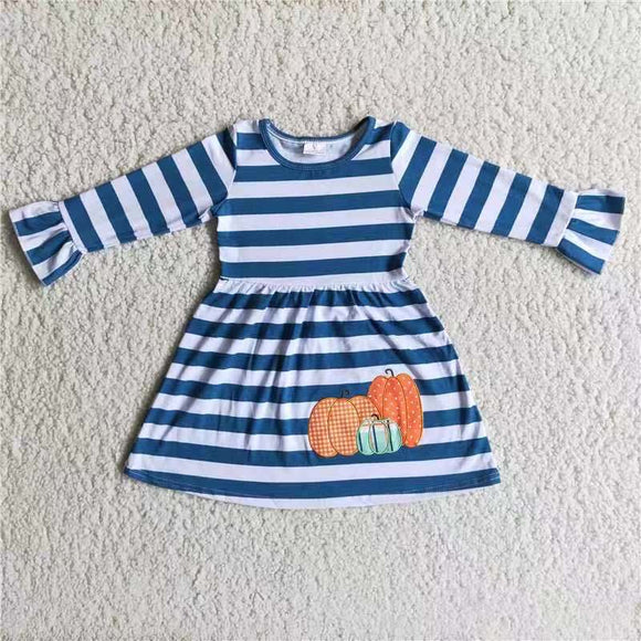 Halloween Blue stripes pumpkin dress