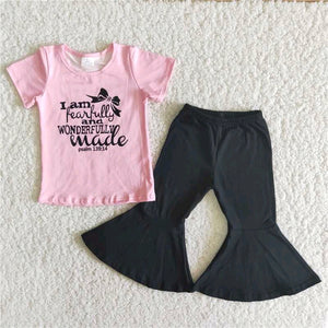 girl clothing pink short sleeve trouser outfits