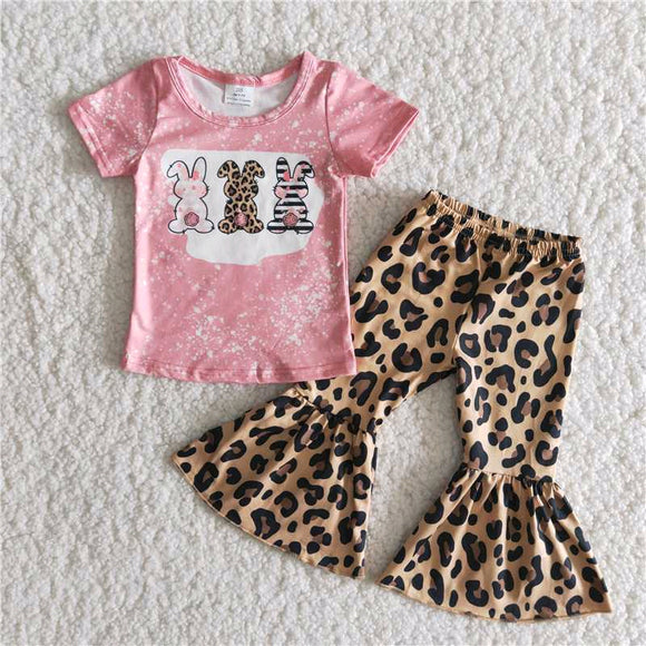 Easter summer girl clothing  pink short sleeve trouser outfits