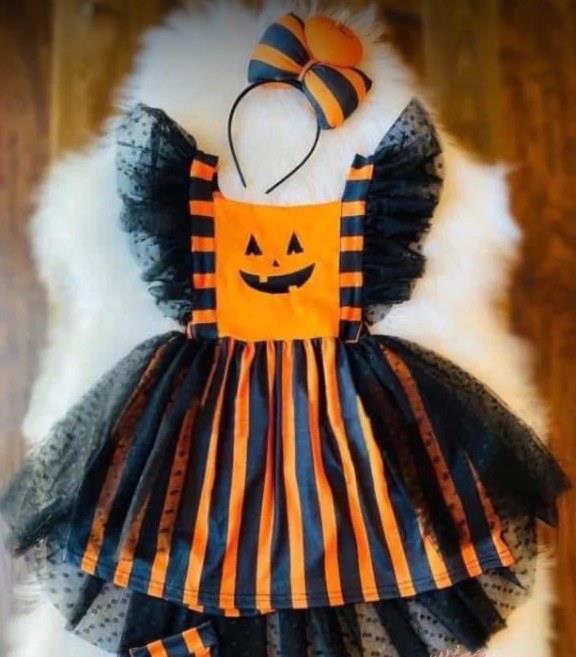 Halloween black and orange tulle dress