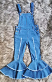 Classic style  denim bell bottoms with suspenders