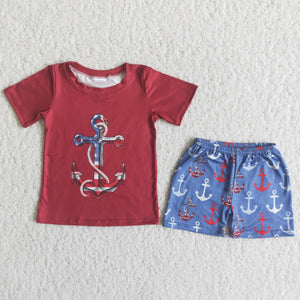 red boy's  print Summer outfits