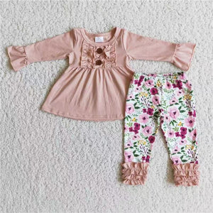 cute pink flower fall girls clothing