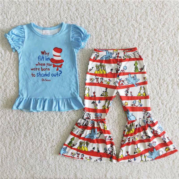 summer girl clothing blue short sleeve  trouser outfits