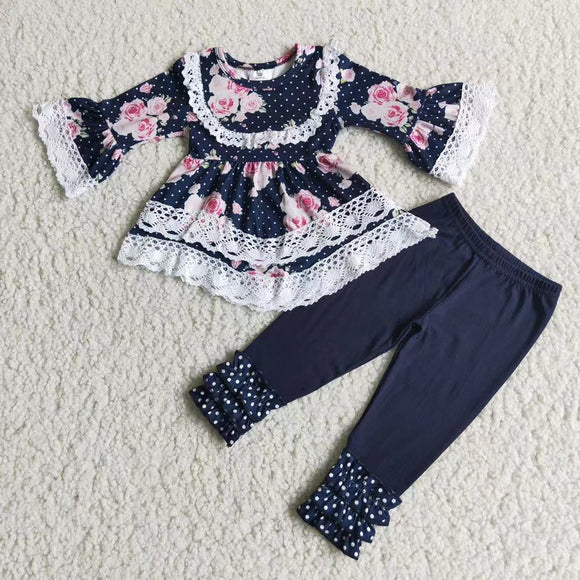 flower lace fall girl clothing
