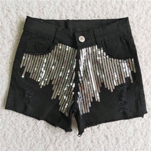 black sequined shorts