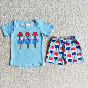 USA boy's print Summer outfits