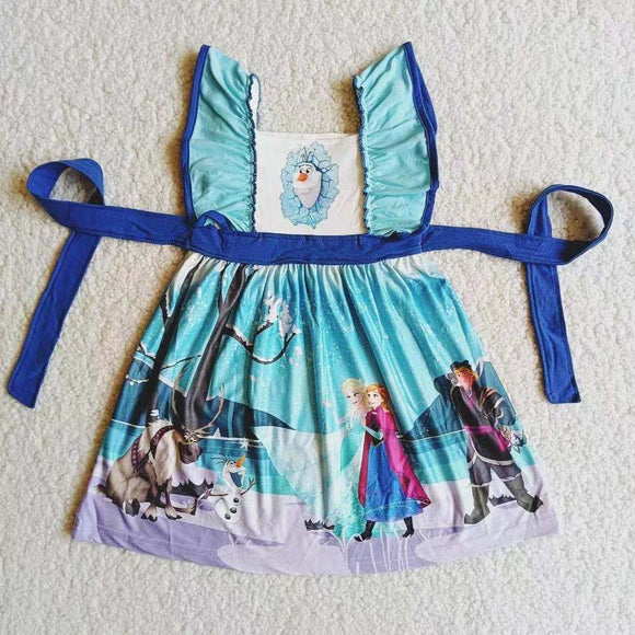 princess  blue print dress