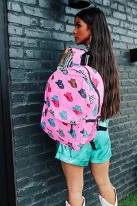 Pink hats western kids girls backpack