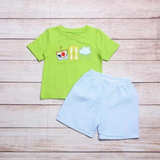 Embroidery summer green boy clothing