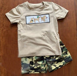 embroidery Dogs flag top camo shorts boys 4th of july outfits