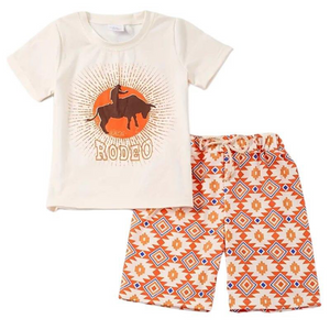 Short sleeves rodeo top aztec shorts boys western clothes