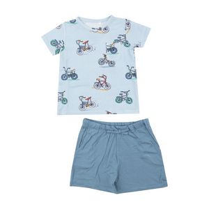 Short sleeves bike pocket top shorts boys summer set