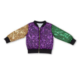 Purple gold green sequin kids mardi gras jacket