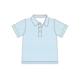Short sleeves light blue stripe kids boys polo shirt