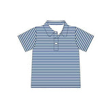 Short sleeves blue stripe kids boys polo shirt