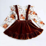 Autumn flower Brown girl skirt suit