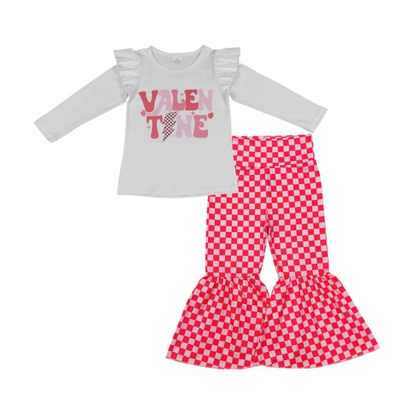 Valentine heart top plaid pants girls outfits