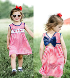 embroidered 4th of July red plaid girls dress