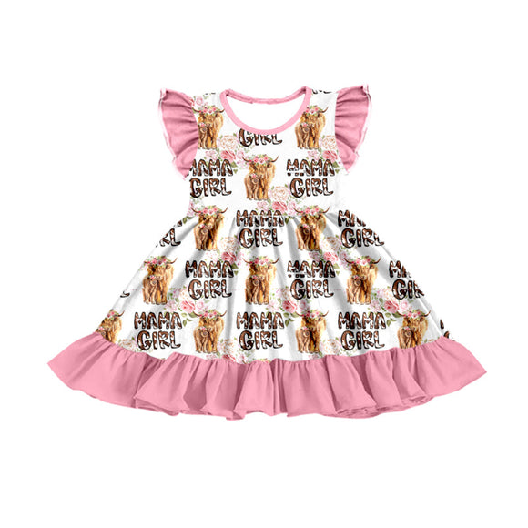 GSD0801--pre order cow pink short sleeve girls dress