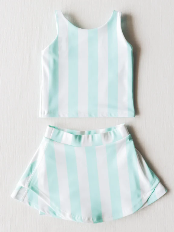 Sleeveless stripe top skirt girls summer clothes