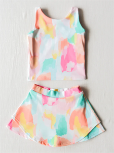 Sleeveless tie dye top skirt girls summer clothes swimsuit