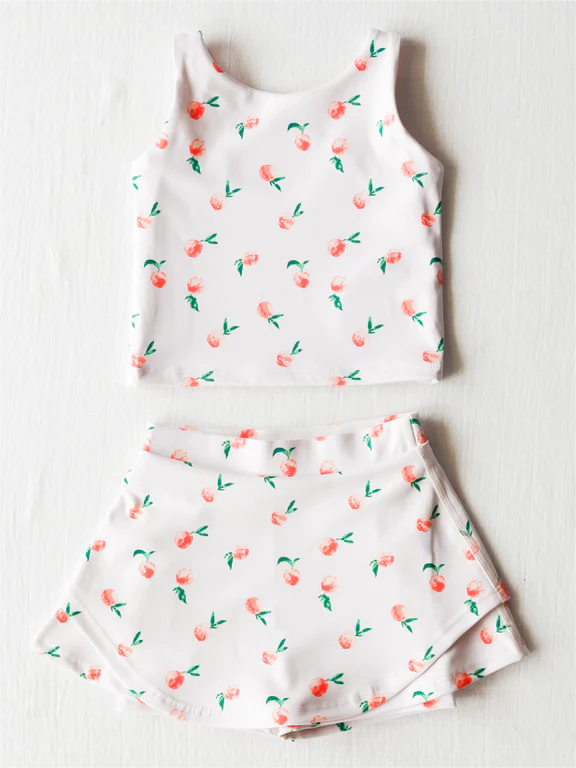 Sleeveless peach top skirt girls summer clothes  swimsuit