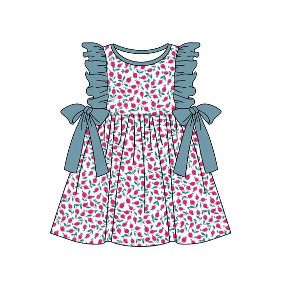 Flutter sleeves hot pink floral baby girls spring dresses