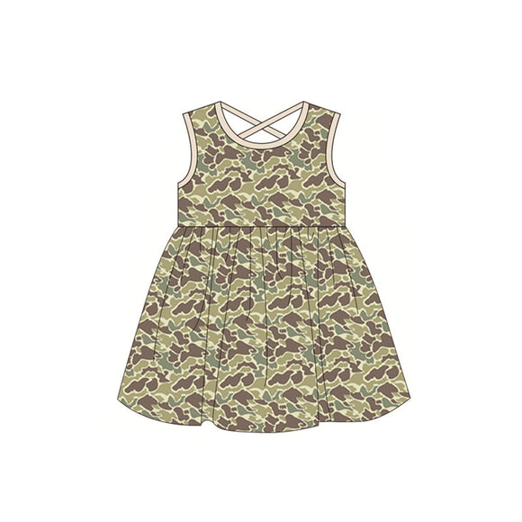 Sleeveless camo kids girls summer dress