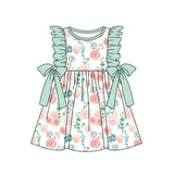Mint ruffle sleeves floral kids girls spring dress