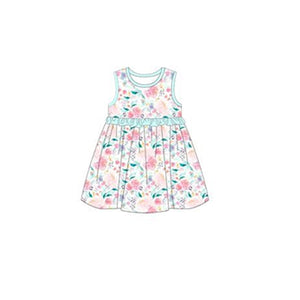 Sleeveless floral baby girls spring summer dresses