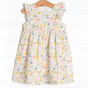 Flutter sleeves yellow floral baby girls summer dress