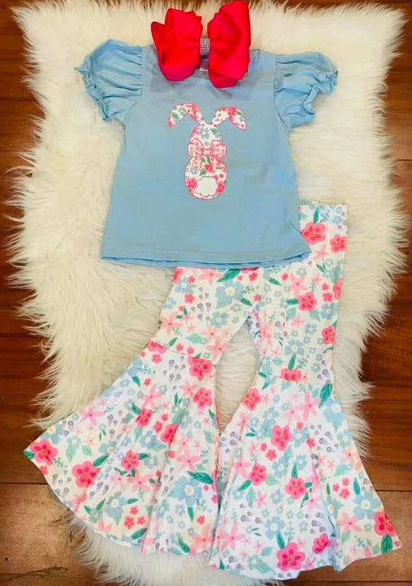 Easter blue bunny girls clothing
